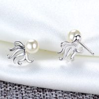 1 Pair IG Style Elegant Marine Style Octopus Inlay Sterling Silver Pearl Ear Studs main image 4
