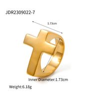 304 Stainless Steel 18K Gold Plated IG Style Classic Style Plating Cross Rings main image 2