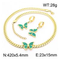 Titanium Steel 18K Gold Plated Elegant Lady Butterfly Bracelets Earrings Necklace main image 2
