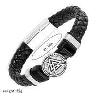 Hip-Hop Classic Style Cool Style Triangle Cross Symbol Pu Leather Alloy Men's Wristband sku image 2