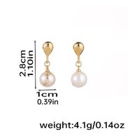 1 Pair Elegant Round Water Droplets Inlay Copper Freshwater Pearl 18K Gold Plated Silver Plated Drop Earrings main image 2