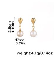 1 Paire Élégant Rond Les Gouttelettes D'Eau Incruster Le Cuivre Perle D'eau Douce Plaqué Or 18K Plaqué Argent Boucles D'oreilles main image 2