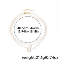 Simple Style Round Glass Pearl Beaded Women's Double Layer Necklaces Pendant Necklace main image 2