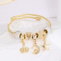 Casual Modern Style Classic Style Lipstick Moon Elephant Alloy Enamel Inlay Rhinestones Women's Bangle sku image 4