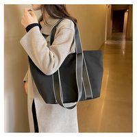 Women's Large Nylon Color Block Basic Square Zipper Shoulder Bag Tote Bag main image 3