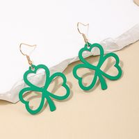 1 Pair Casual Simple Style Shamrock Hollow Out Alloy Drop Earrings main image 5