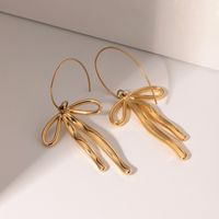 1 Pair IG Style Bow Knot 304 Stainless Steel 18K Gold Plated Drop Earrings main image 7