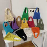 Women's Small Cotton Solid Color Basic Weave Open Handbag main image 6