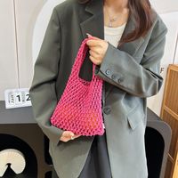 Women's Small Cotton Solid Color Basic Weave Open Handbag main image 3