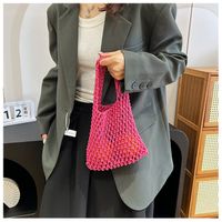 Women's Small Cotton Solid Color Basic Weave Open Handbag sku image 2