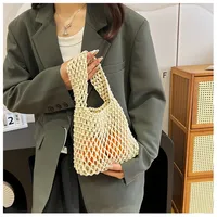 Women's Small Cotton Solid Color Basic Weave Open Handbag sku image 3