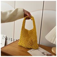 Women's Small Cotton Solid Color Basic Weave Open Handbag sku image 7
