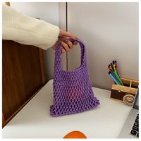 Women's Small Cotton Solid Color Basic Weave Open Handbag sku image 8