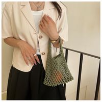 Women's Small Cotton Solid Color Basic Weave Open Handbag sku image 9