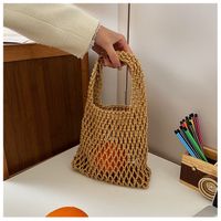 Women's Small Cotton Solid Color Basic Weave Open Handbag sku image 11