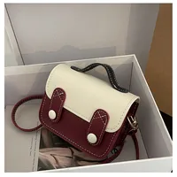 Women's Small Pu Leather Color Block Cute Square Flip Cover Crossbody Bag sku image 2