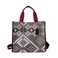 Women's Medium Canvas Lingge Ethnic Style Square Lock Clasp Tote Bag main image 5
