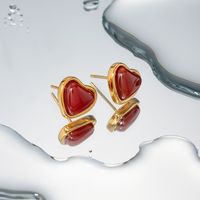 1 Pair IG Style Heart Shape Plating Stainless Steel Ear Studs main image 6