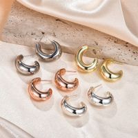 1 Pair Casual Solid Color Plating Plastic Gold Plated Ear Studs main image 1