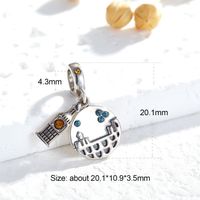 1 Piece 10.9*20.1mm Hole 4~4.9mm Sterling Silver Zircon Rhodium Plated Building Polished Pendant main image 2