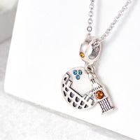 1 Piece 10.9*20.1mm Hole 4~4.9mm Sterling Silver Zircon Rhodium Plated Building Polished Pendant main image 3