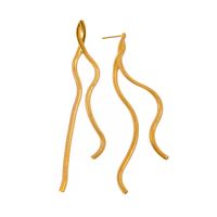 1 Pair Ig Style Flat Snake Solid Color Plating Stainless Steel 18k Gold Plated Drop Earrings main image 5