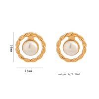 1 Pair Elegant Lady Modern Style Round Twist Plating Inlay 304 Stainless Steel Artificial Pearls Drop Earrings main image 2