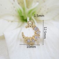 Diy Copper Plating 14K Thick Gold White Diamond Moon Pendant Bracelet Necklace Earring Material Pendant main image 2