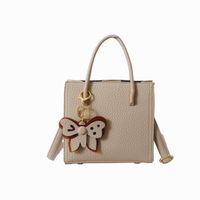 Women's Medium Pu Leather Solid Color Butterfly Classic Style Zipper Tote Bag sku image 2