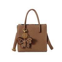 Women's Medium Pu Leather Solid Color Butterfly Classic Style Zipper Tote Bag sku image 4