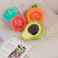 Women's Mini Plush Fruit Cute Pearls Zipper Crossbody Bag main image 4