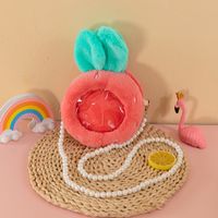 Women's Mini Plush Fruit Cute Pearls Zipper Crossbody Bag sku image 4
