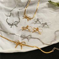 Vintage Style Simple Style Solid Color Bow Knot Stainless Steel Plating 18k Gold Plated Necklace main image 8
