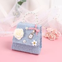Kid'S Mini Plush Solid Color Cute Pearls Flowers Square Flip Cover Handbag sku image 2