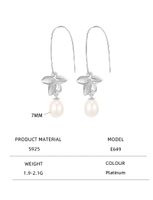 1 Pair Elegant Cute Flower Petal Plating Inlay Sterling Silver Pearl Zircon White Gold Plated Drop Earrings main image 2