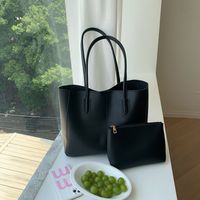 Women's Large Pu Leather Solid Color Classic Style Magnetic Buckle Tote Bag main image 5