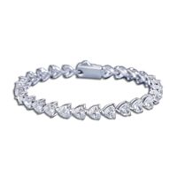 Argent Sterling Élégant Dame Style Classique Incruster Forme De Cœur Strass Zircon Bracelets sku image 1