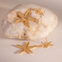 1 Pair Ig Style Simple Style Starfish Plating Stainless Steel 18k Gold Plated Drop Earrings main image 6