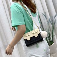 Women's Medium Pu Leather Color Block Streetwear Magnetic Buckle Crossbody Bag sku image 32