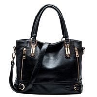 Women's Medium Pu Leather Solid Color Elegant Vintage Style Square Zipper Handbag sku image 2