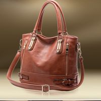 Women's Medium Pu Leather Solid Color Elegant Vintage Style Square Zipper Handbag sku image 1