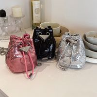 Women's Small Sequin Solid Color Vintage Style Classic Style Sequins String Bucket Bag main image 1
