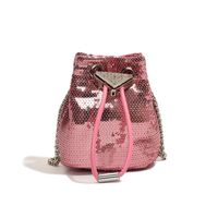 Women's Small Sequin Solid Color Vintage Style Classic Style Sequins String Bucket Bag sku image 2