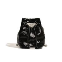 Women's Small Sequin Solid Color Vintage Style Classic Style Sequins String Bucket Bag sku image 1