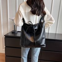 Women's Large Pu Leather Solid Color Business Lace-Up Tote Bag main image 8