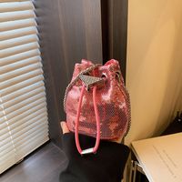 Women's Small Sequin Solid Color Vintage Style Classic Style Sequins String Bucket Bag main image 5