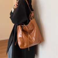 Women's Large Pu Leather Solid Color Business Lace-Up Tote Bag main image 7