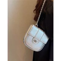Women's Small Pu Leather Solid Color Classic Style Square Lock Clasp Shoulder Bag sku image 1