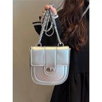 Women's Small Pu Leather Solid Color Classic Style Square Lock Clasp Shoulder Bag main image video