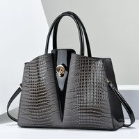 Women's Large Pu Leather Solid Color Vintage Style Zipper Tote Bag sku image 6